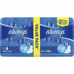 Always extra absorbant value pack maxi thick extra long sanitary pads with wings 162pads free 01666097406