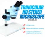 Microscópio trinocular szm45t b3 sunshine azul com branco 1 2